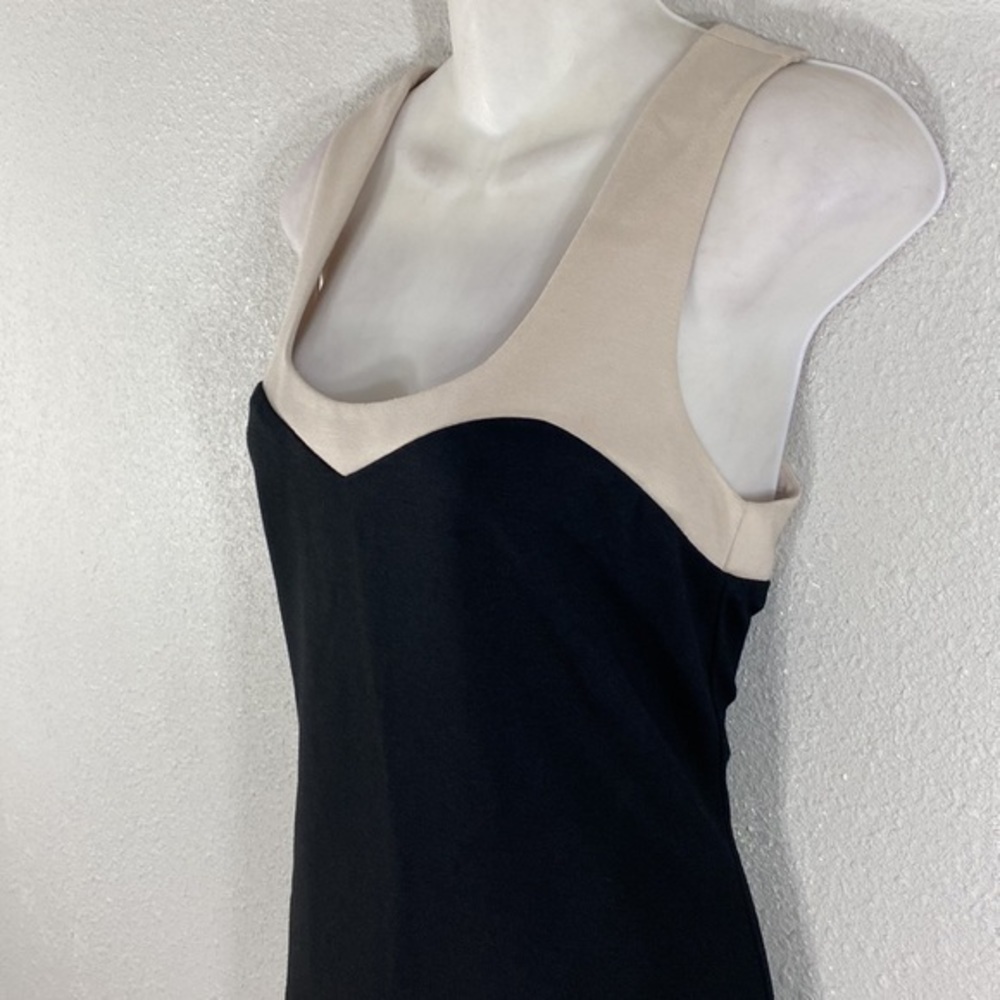NWT Trina Turk Stacie black cream color block drop waist dress M15 - Picture 7 of 10